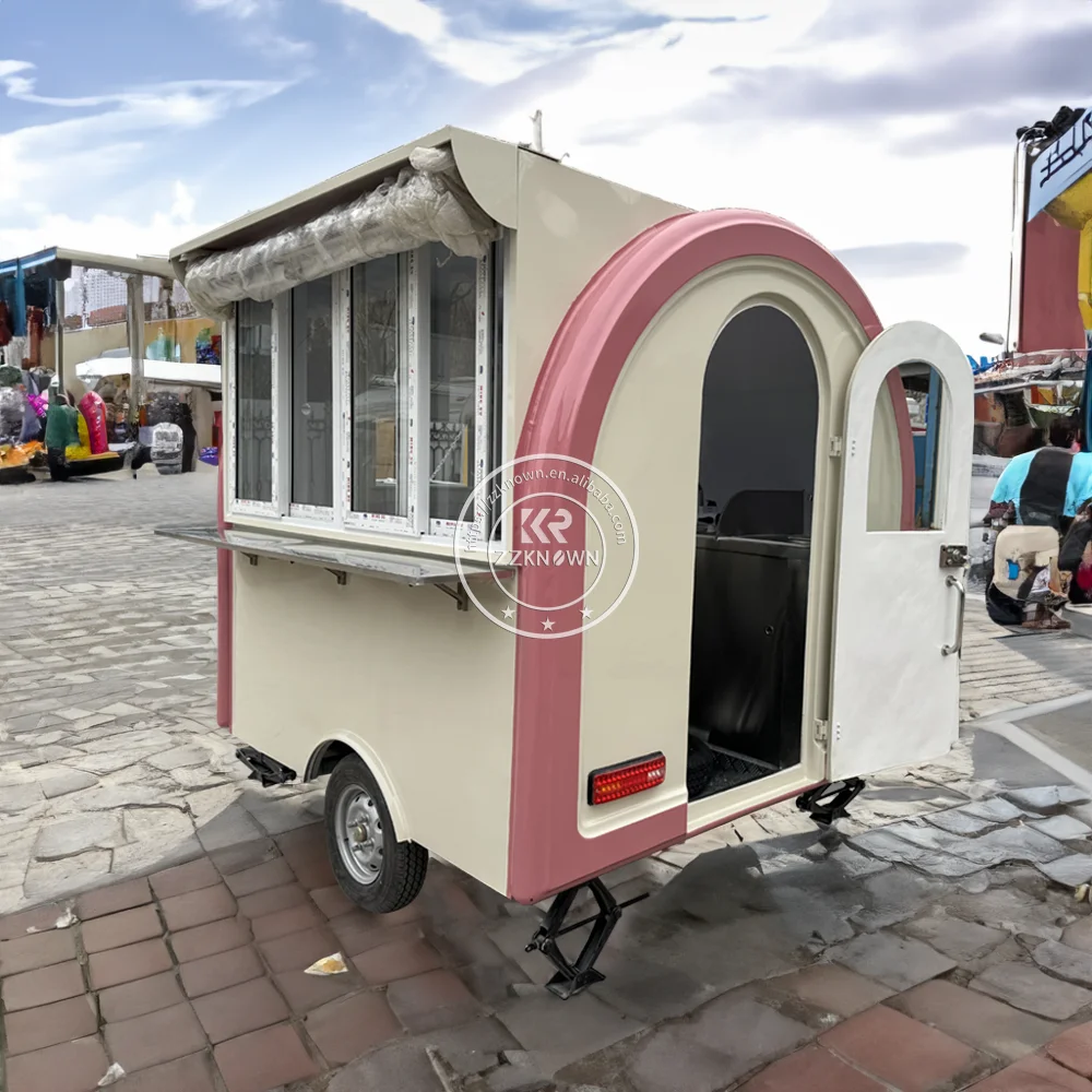 

Custom Round Fast Food Trucks Outdoor Kiosk Hot Dog Cart Food Coffee Truck Trailer with Range Hood for Sale