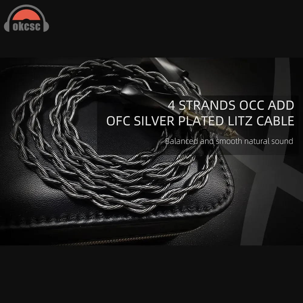 OKCSC Earphone Replacement Cable With 0.78mm/QDC/S/C Pin Upgrade Headphone Cable For KZ ZSX TRN NICEHCK F3 CCA CKX Lofty Topguy