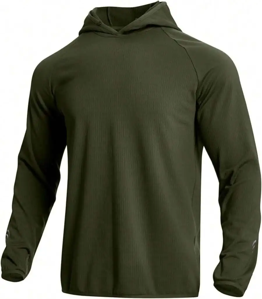 Mens Lightweight Waffle Knit Hooded Sweatshirt Long Sleeve Athletic Workout Pullover