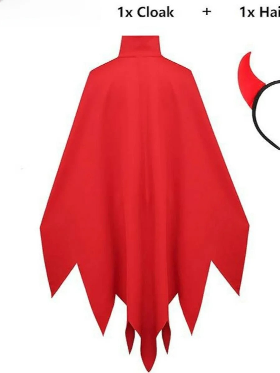 Nuovo loween Abito rosso oulder Versione per adulti Mantello da demone ex Costume da spettacolo Materiale in poliestere Tradizionale etnico Sle