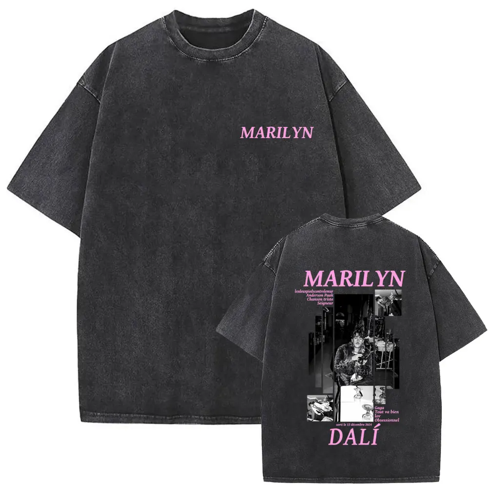 

Rapper Dali Marilyn Graphic Washed Vintage T-shirt Men Women Hip Hop Fashion Pop Music Streetwear Male Casual Oversized T Shirts