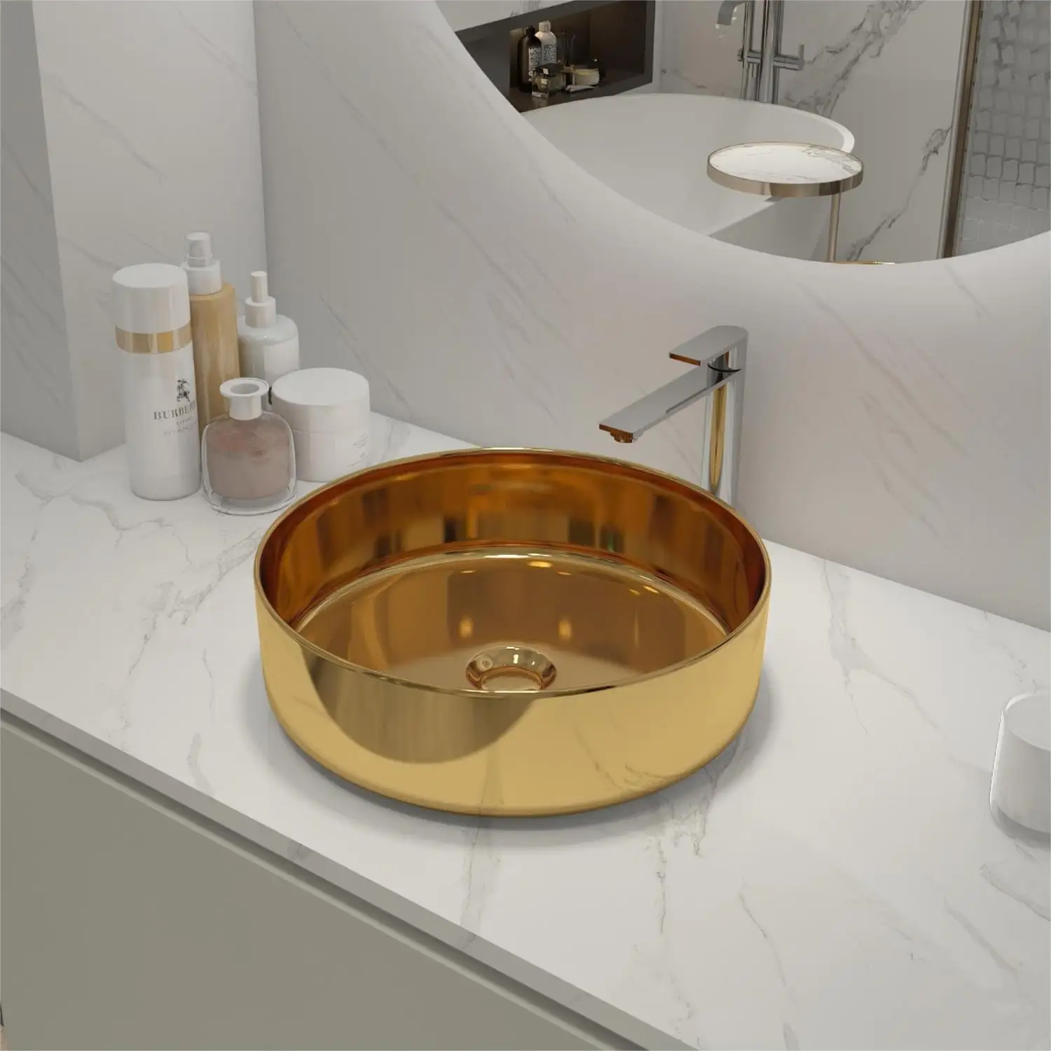 

Ceramic Circular Vessel Bathroom Sink Art Sink (BAA0014012KK)