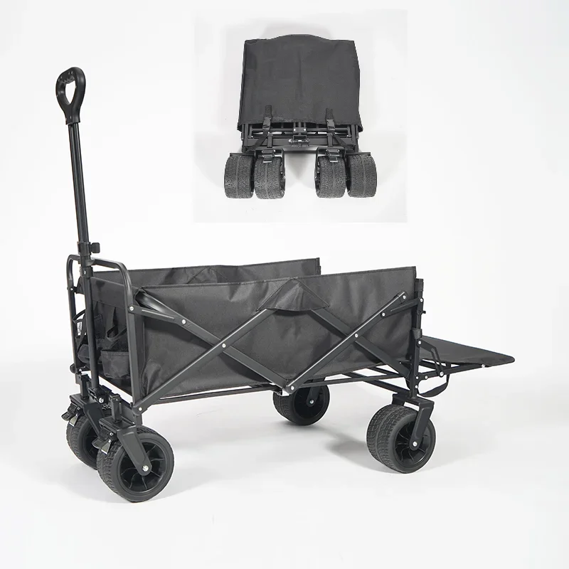 

High Quality Extensible Camping Outdoor Tailgate Collapsible Folding Wagon Golf Cart Trolley With Table Brake