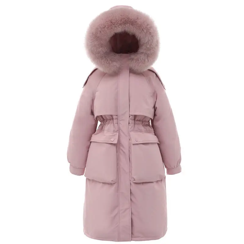 FTLZZ Winter 90% White Duck Down Coat Real Fur Hooded Jacket Casual Big Pocket Thick Parkas Loose Jackets Windproof Snow Outwear