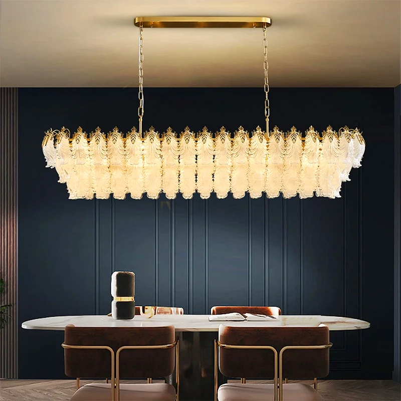 

Luxury living room chandelier Dining chandelier Modern home creative luminaire Rectangular Led crystal chandelier