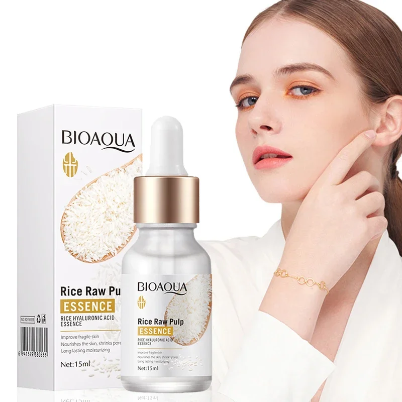 BIOAQUA جوهر الأرز حمض الهيالورونيك جوهر الوجه مغذي ترطيب تبييض المضادة للتجاعيد مصل العناية ببشرة الوجه