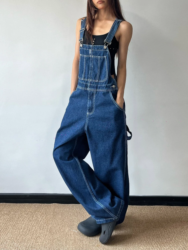 

Vintage Women's Denim Overalls Adjustable Straps Loose Casual Bib Dungarees Minimalist Casual Street Style​ Jumpsuit