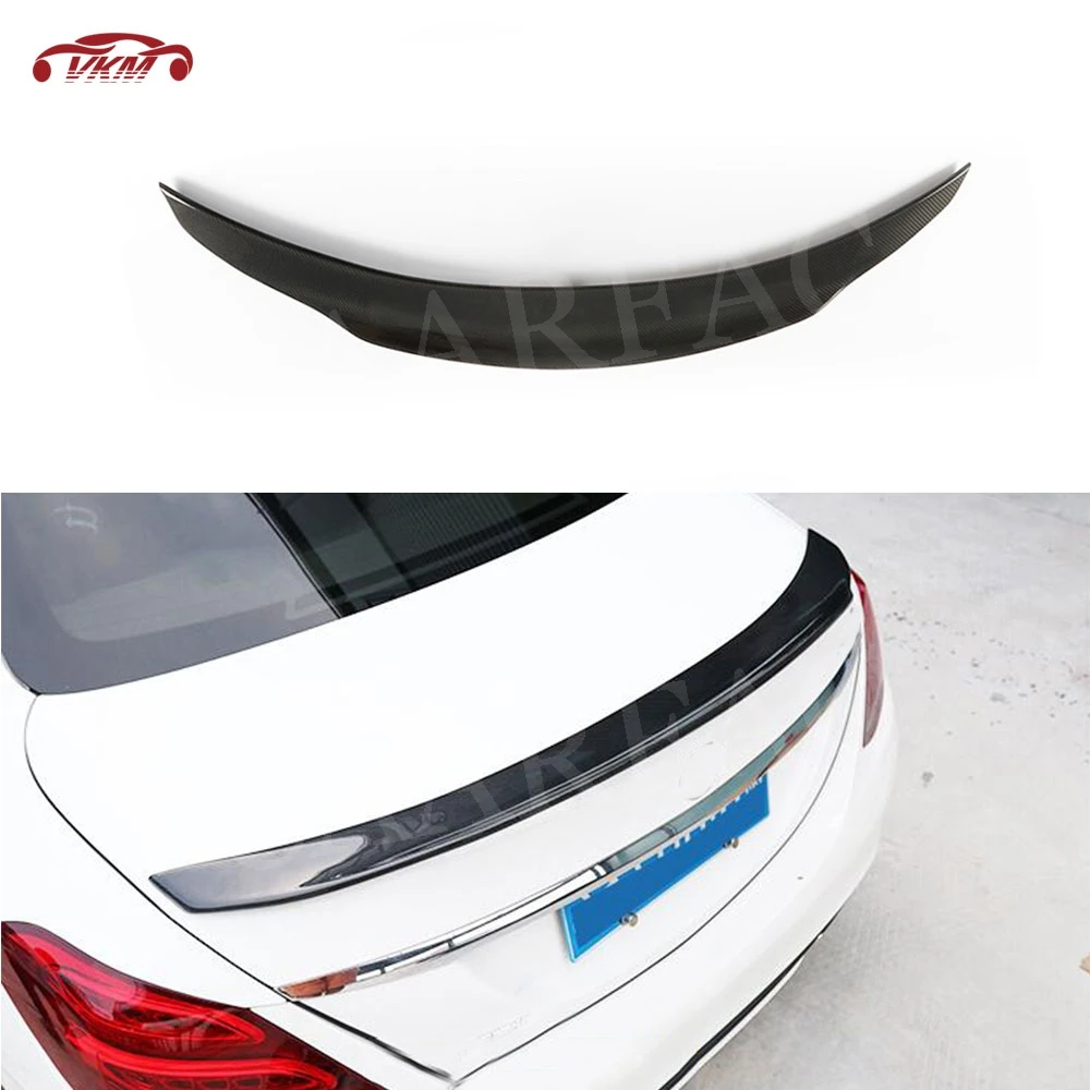 

for Benz W205 Sedan 4 Door C63 Spoiler 2015-2019 Carbon Fiber Rear Boot Spoiler C Class Trunk Trim Sticker Car Styling