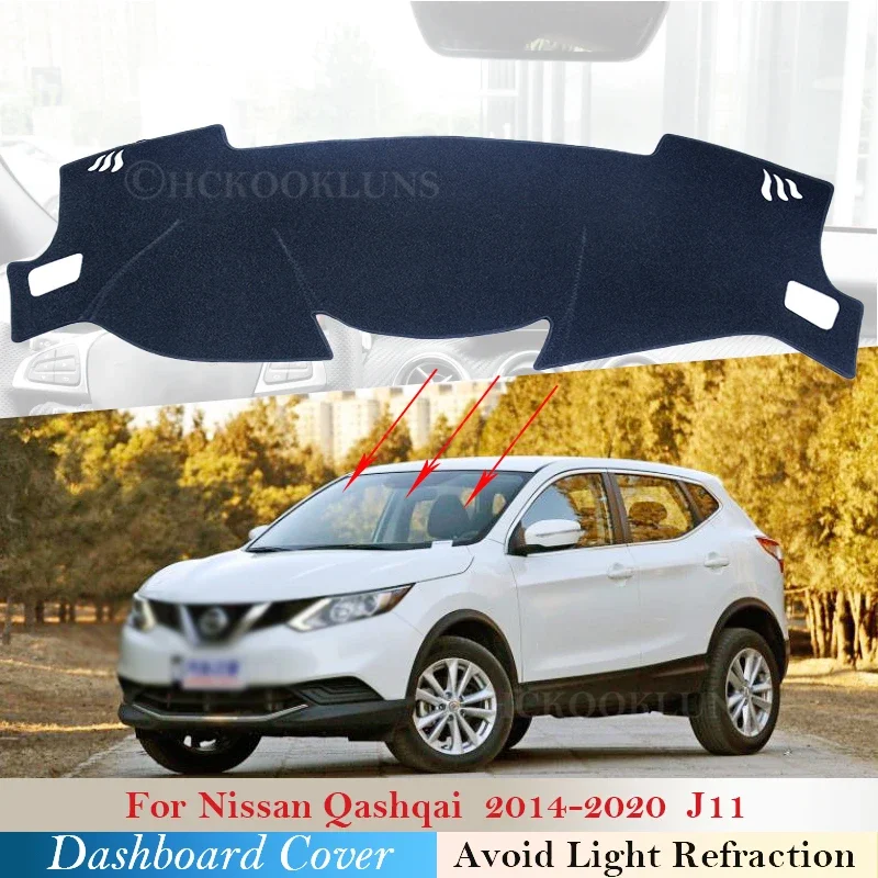 Dashboard Cover Protective Pad for Nissan Qashqai J11 2014~2020 Car Accessories Dash Board Sunshade Anti-UV Carpet 16 2017 2018