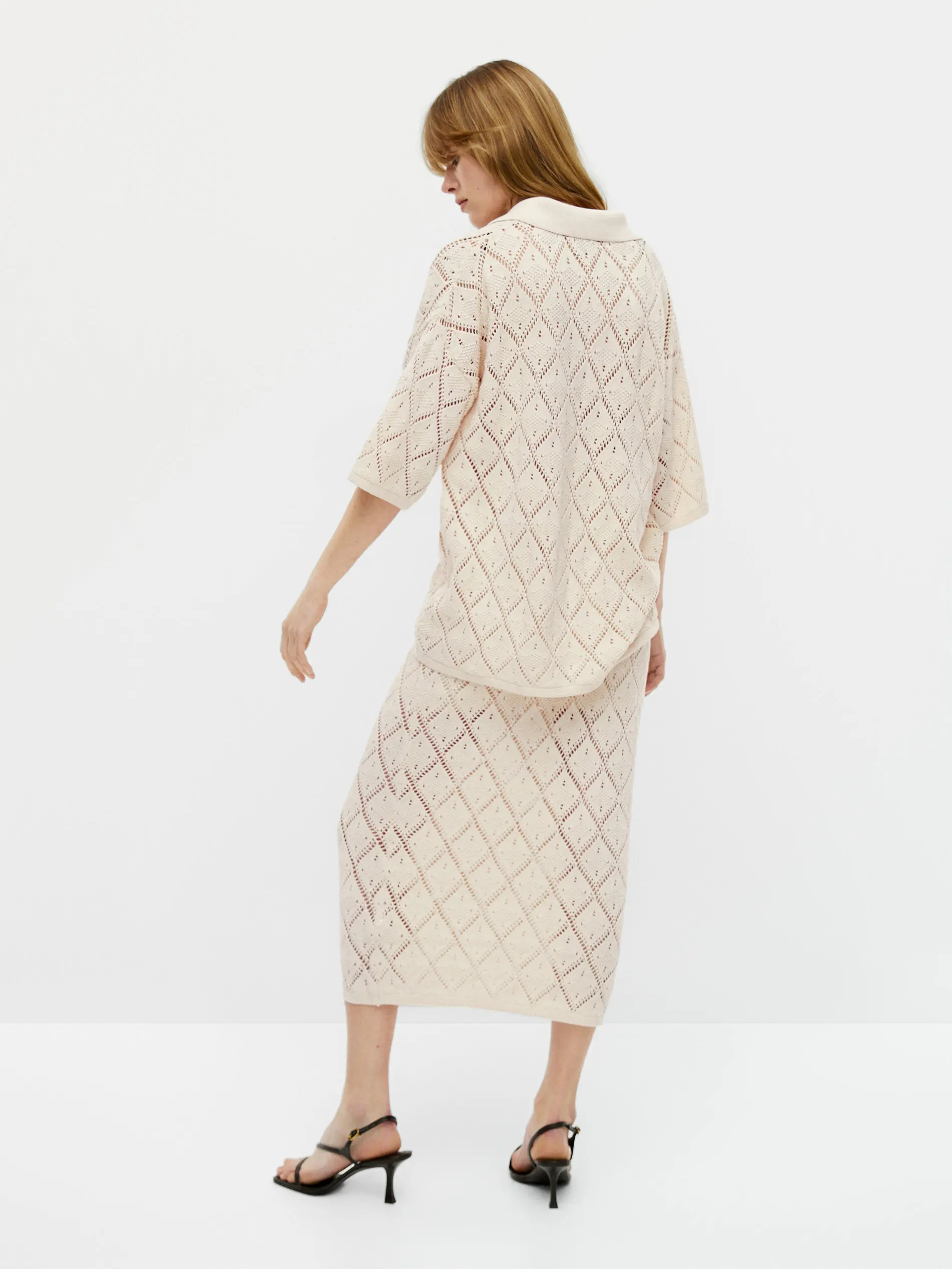 Ethereal Traf Md 2026 YAZHIMEI autumn new style of Women's casual Slim-fit and flowy long crocheted hollow-out skirt