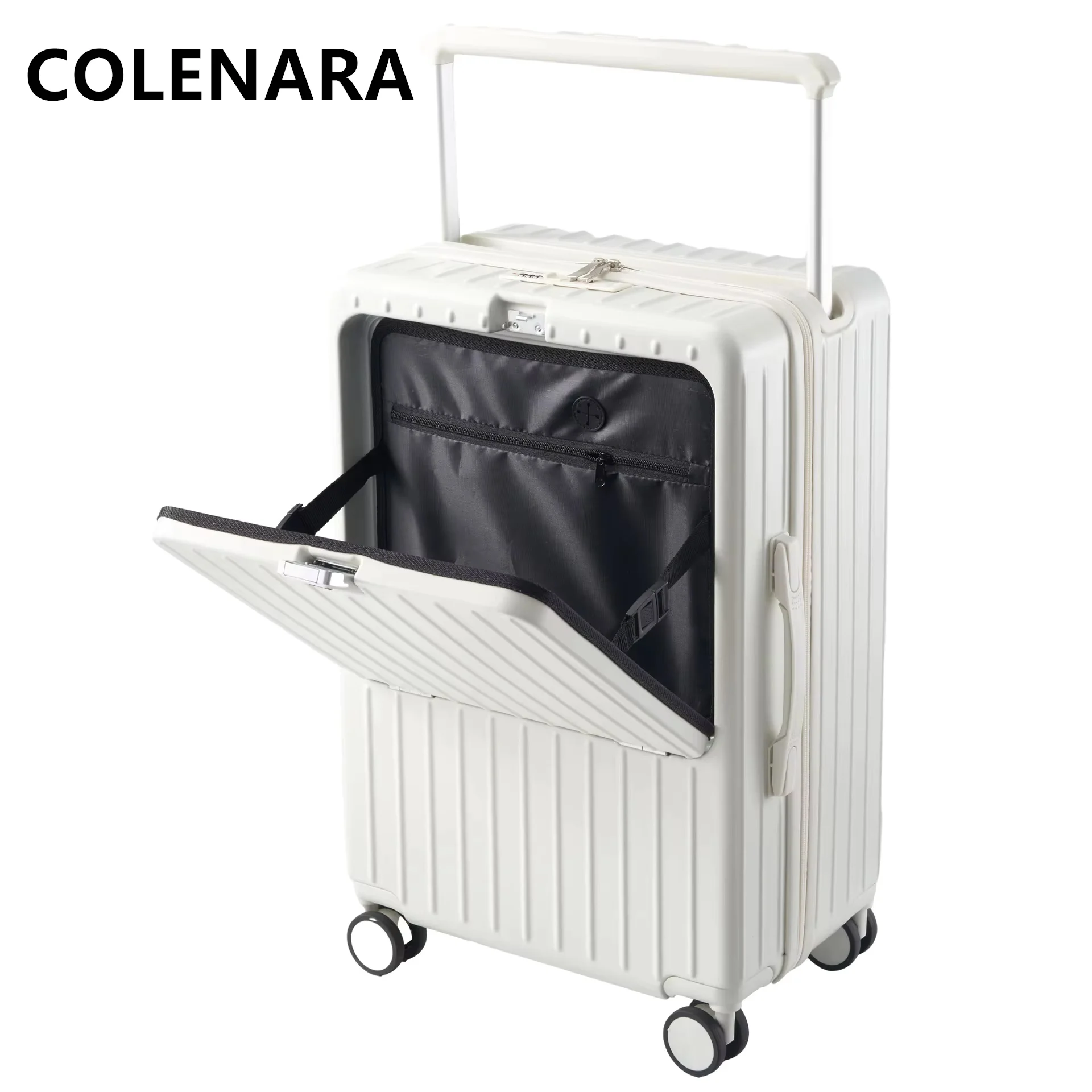 COLENARA Cabin Suitcase Front Opening Laptop Boarding Case USB Charging Trolley Case 20