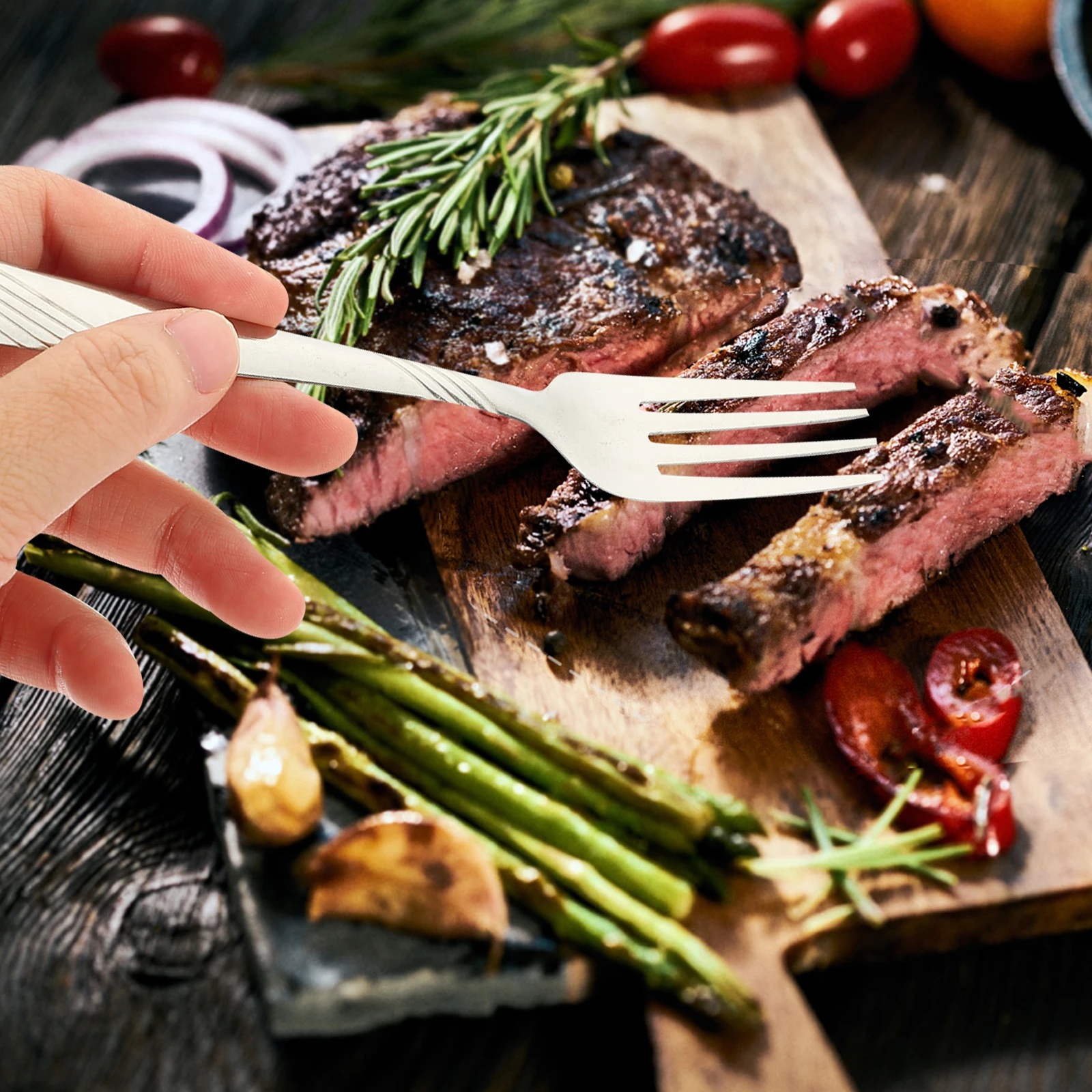 

8pcs Stainless Steel Forks Kitchen Cutlery Set Barbecue Steak Dessert Fruit Fork Household Dinner Silverware Tools Home Serving