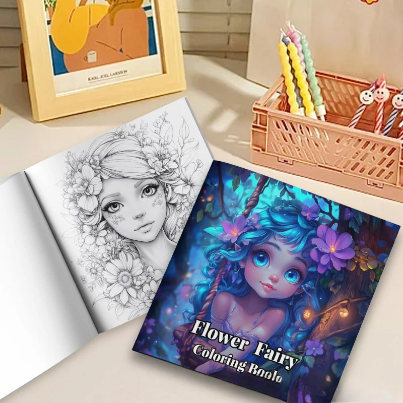 A Bold and Simple Decompression Creative Flower Fairy Coloring Book, Featuring Cartoon Cute Flower Fairy Characters