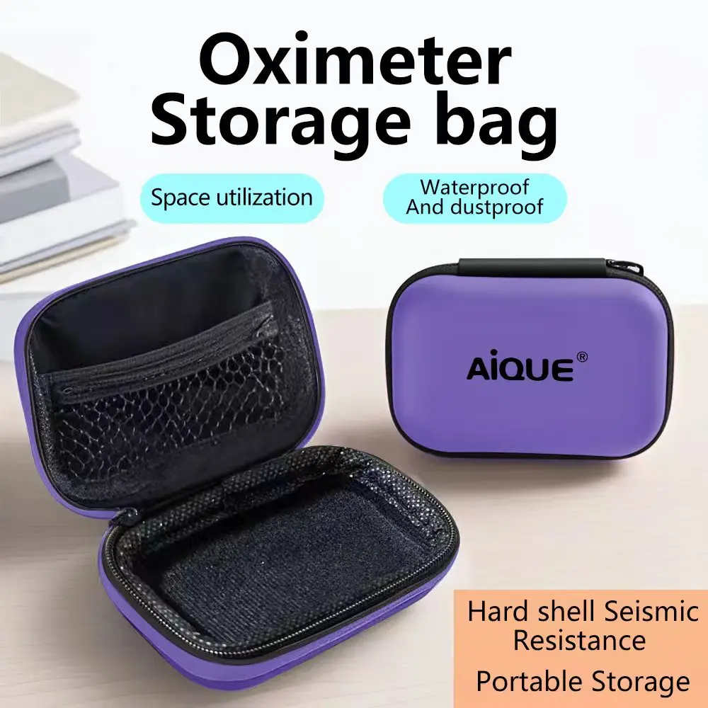Portable Storage Bag For Oximeter Case Fingertip Pulse Oximeter Storage Protective Box Tool Bag Clamshell Black