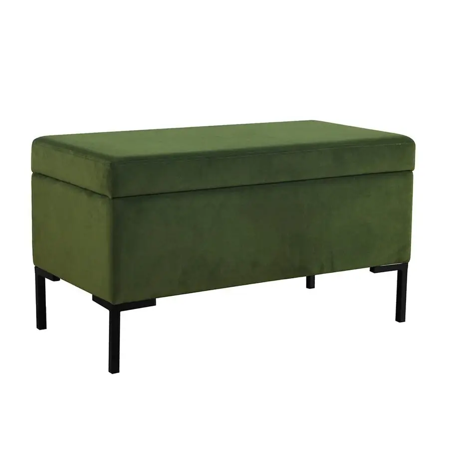 Upholstered Storage Bench with Metal LegHomepop Home DecorBench with Storage for Living Room amp Entryway Blush Green