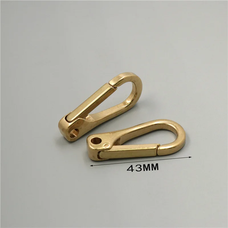 1pcs 43mm Pure Brass Curtain Clasp Split Key Ring Hook Chain Loop Key Ring Keychain Strap Wallet Bag Leathercraft Belt Hooks