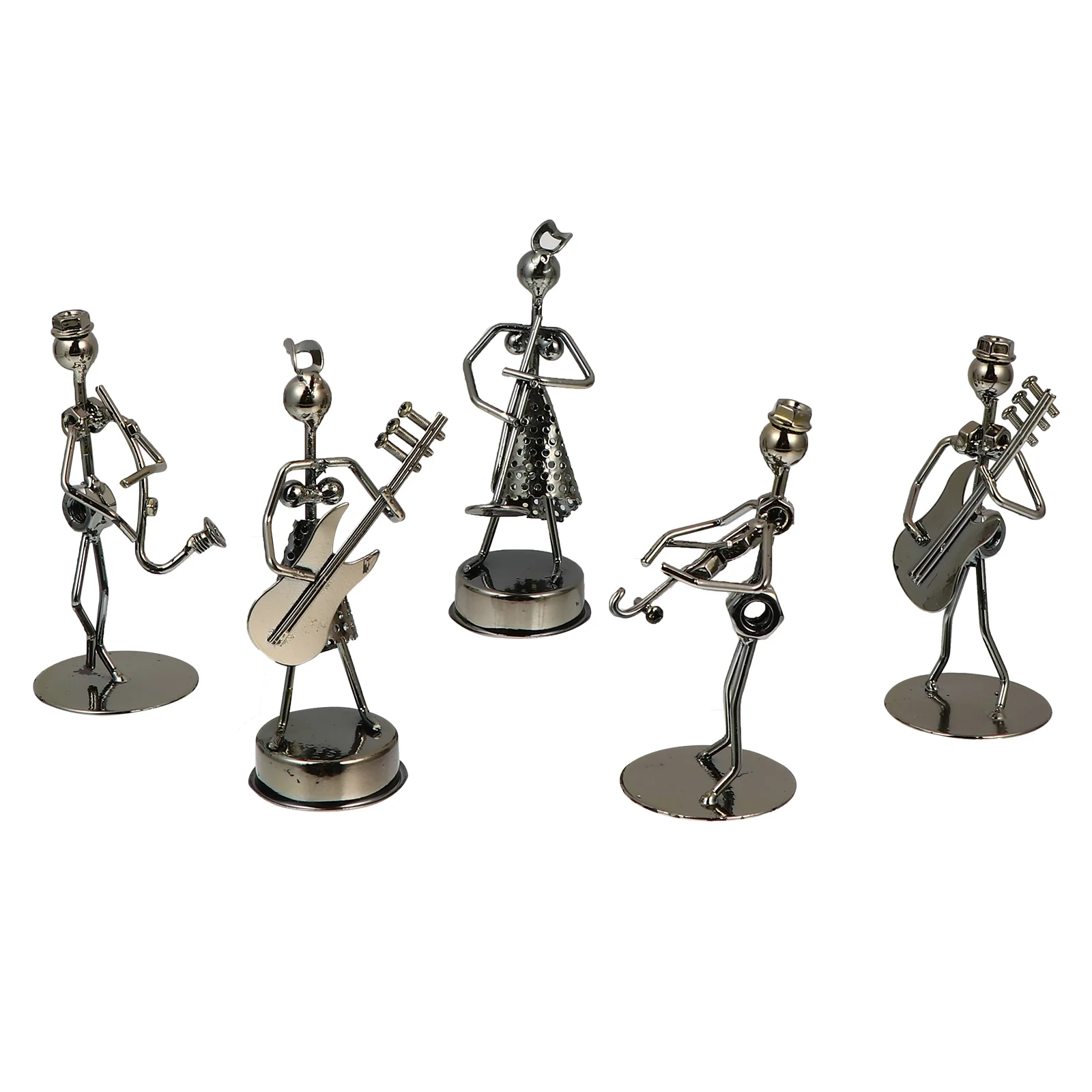 

5 Pcs Decorations Iron Artist Ornaments Office Instruments Musical Figures Band Sculpture Tabletop