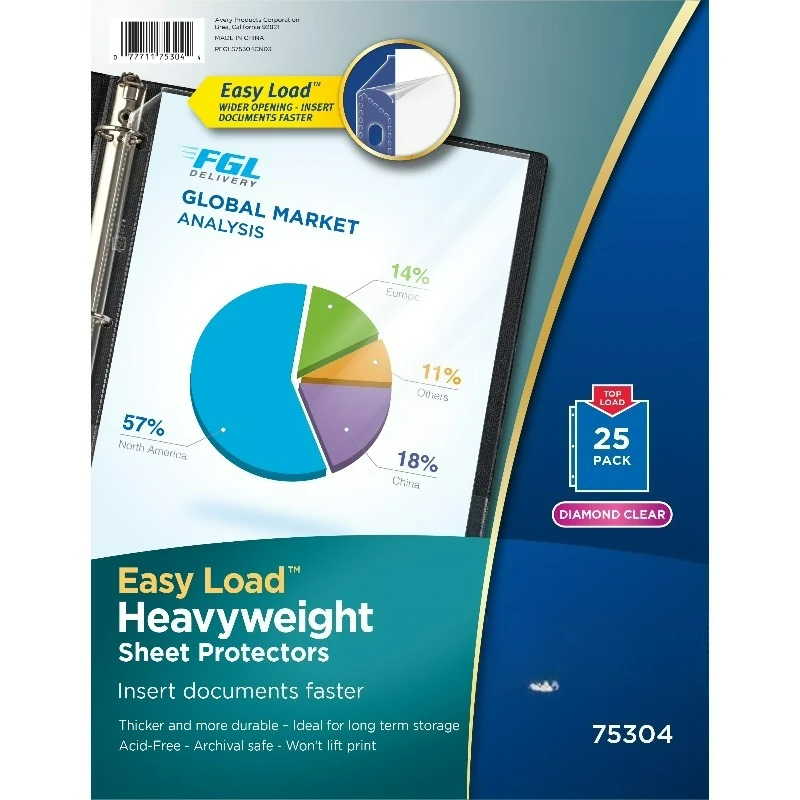 

Clear Heavyweight Sheet Protectors, Acid-Free, Archival Safe, Top Loading, 25 Protectors (75304)