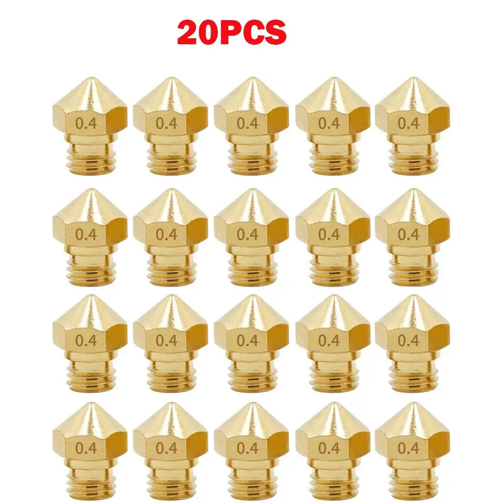 

20pcs MK10 M7 Extruder Nozzle 0.4mm/1.75mm Brass Extruder Print Head for 3D Printer Wanhao Dupicator D4/I3/Dremel QIDI Makerbot