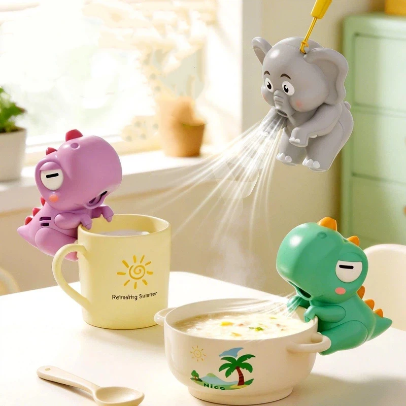 Mini Food Cooling Fan 3 Speed Animal Shaped Air Blower Bowl Edge Hanging Holder for Daily Porridge Soup Noodles Hot Meals