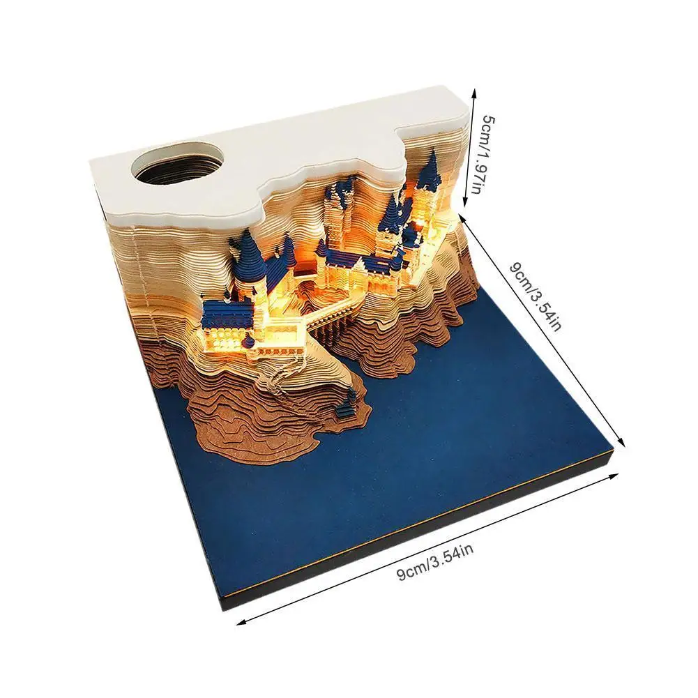 Magic Castle 3D Memo Pad 2025 Desk Calendar Notepad With Light Hary Design Block Notes Novelty New Year Christmas Birthday Gift