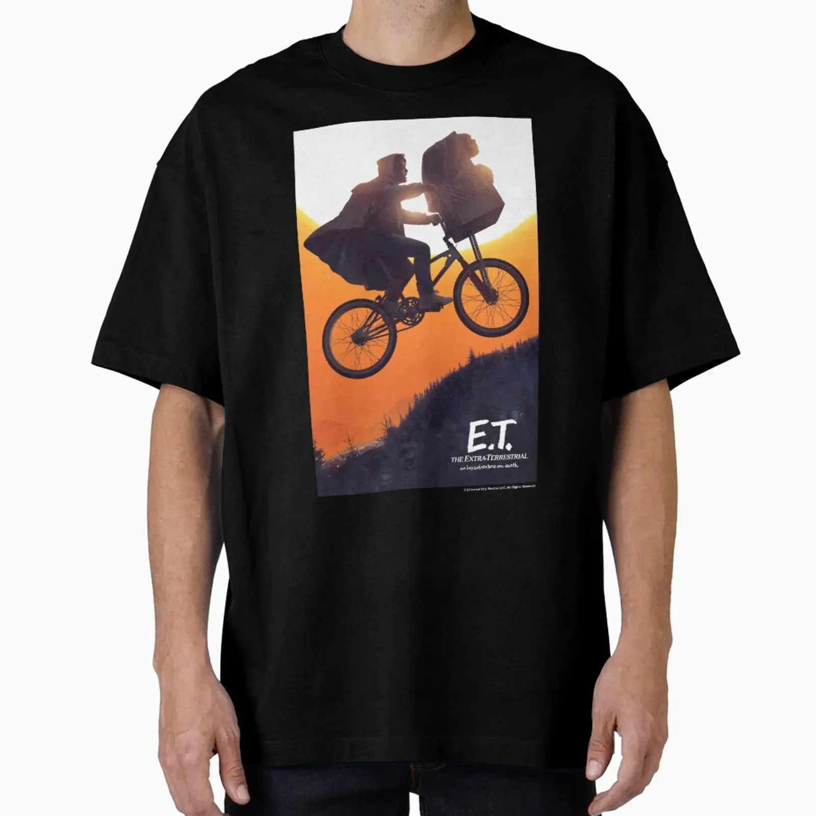 Póster de la bicicleta voladora E T Elliot diseñado y vendido por FifthSun, ropa de diseñador vintage lavada, ropa de calle para hombre, versátil.