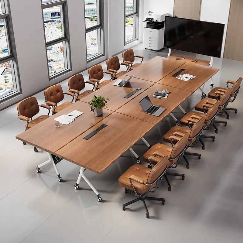 LMM solid wood folding conference table movable splicing combination multi-functional negotiation training table