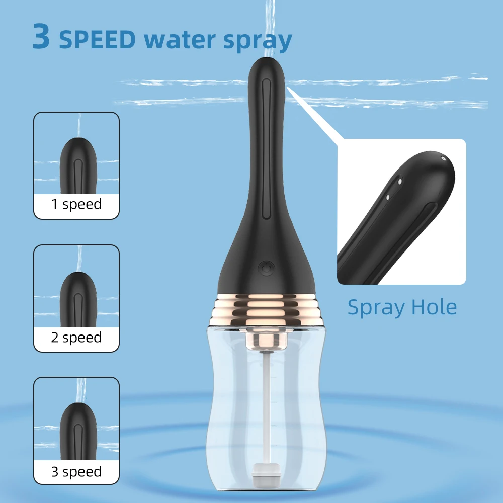 Electric Enema Cleaner 3 Spray Speeds 3 Vibration Modes Anal Cleaner Vaginal And Anal Flushing Enema Device Docking Plug Supplie