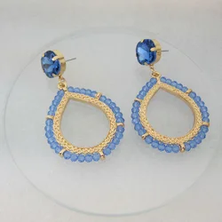 Fashion Fine Crystal Beads Dangle Earrings Hollow Water Drop Earrings For Women Boho Oorbellen