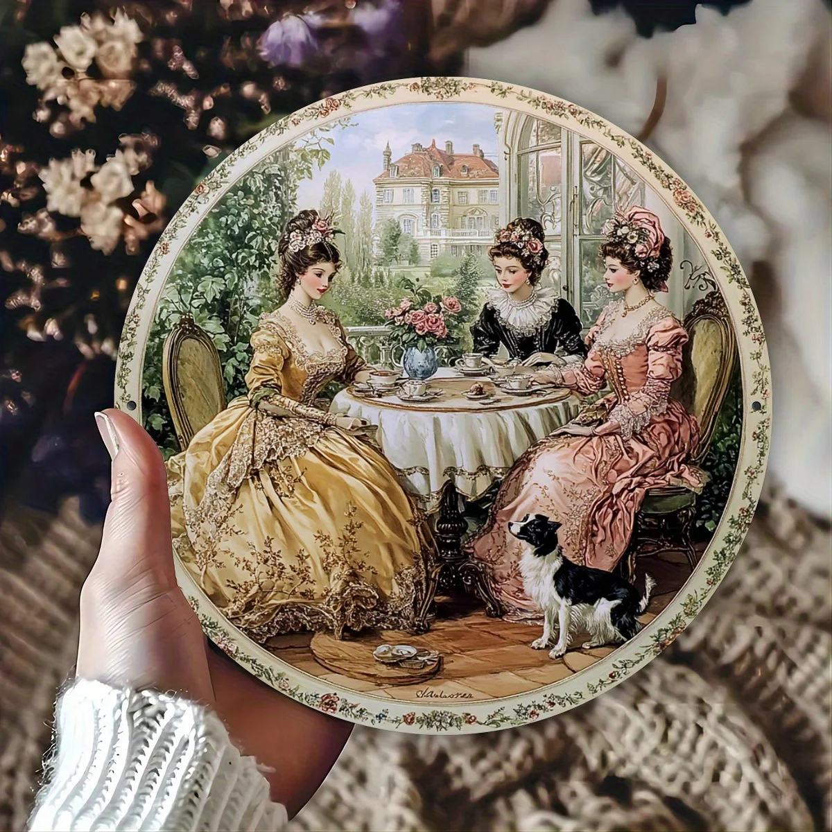 Victorian Era Retro 2D Wooden Round Plate Furniture Hanging Wall Decoration Creative Art Durable Decorative Item DIY Craft Gift