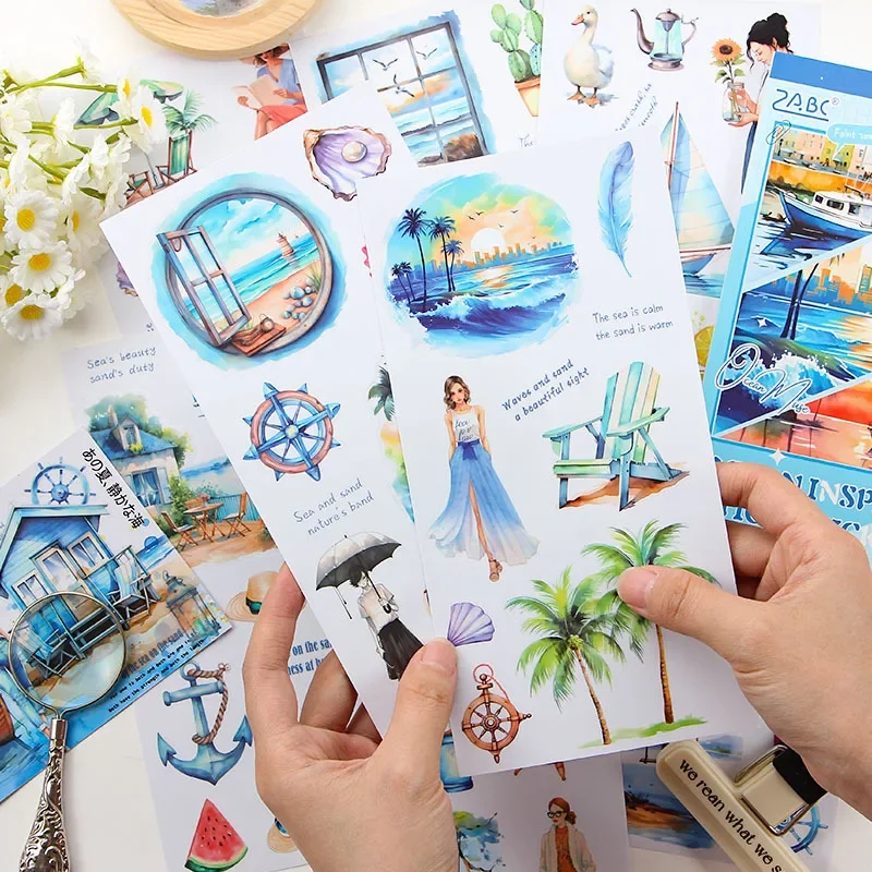 20 Sheets/pack Fashion Sticker Book Travelling Memory Ins Style Die-cut Waterproof Matte PET Scrapbooking Journal DIY Collages