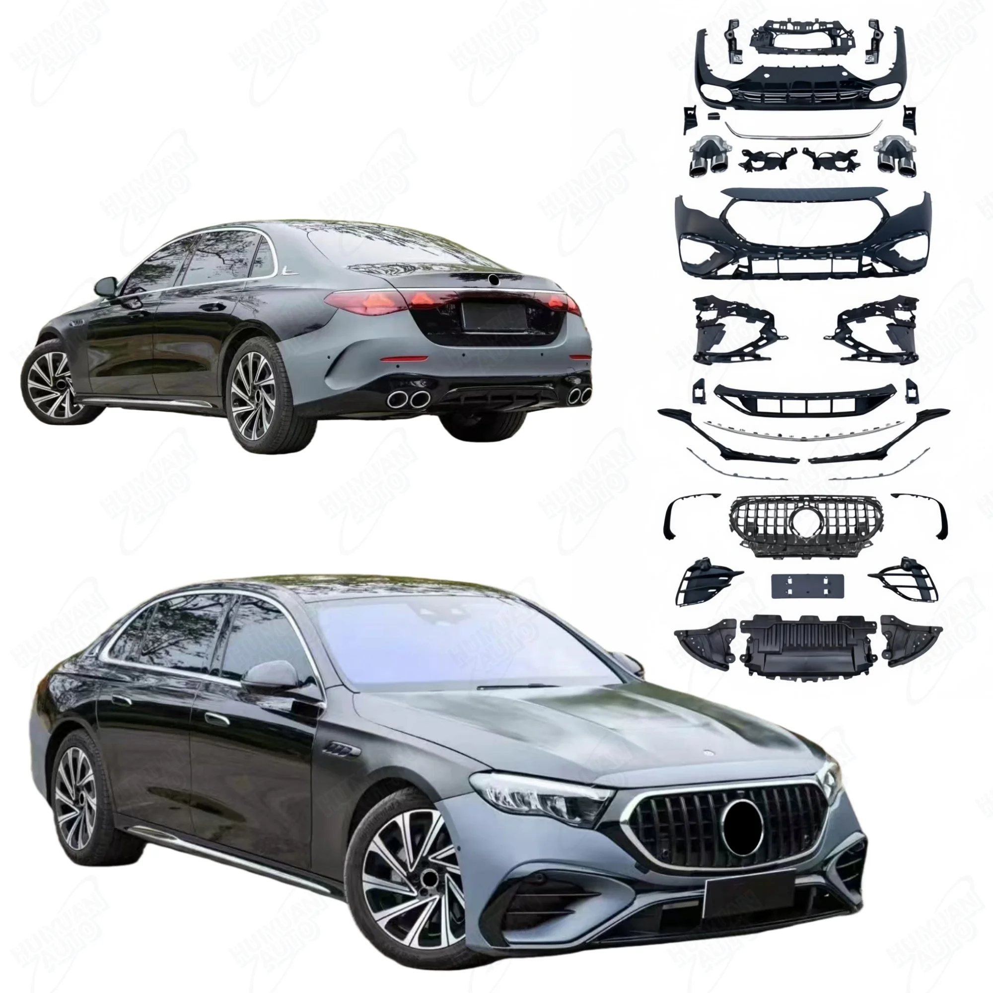 

Upgrade to W214 E53 2025 Style Grille Fenders Hood Bumpers Exhaust Pipe Body Kit for E Class W214 2024-2025