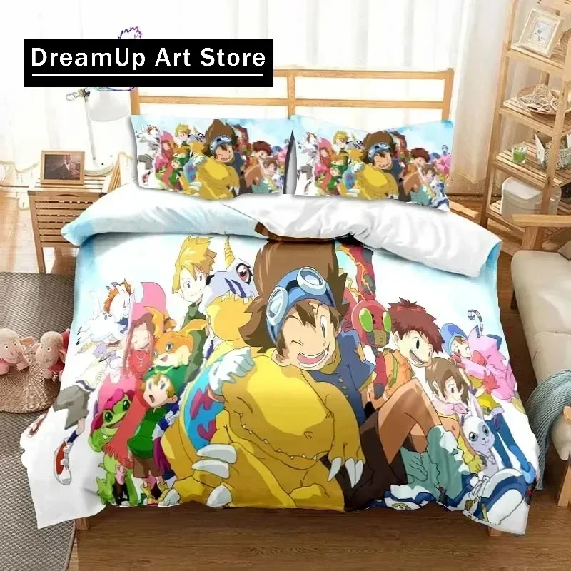 Digimon Adventure Anime Bedding Set Single Twin Full Queen King Size Bed Set Adult Kid Bedroom Adventure Monster Cartoon Bedding