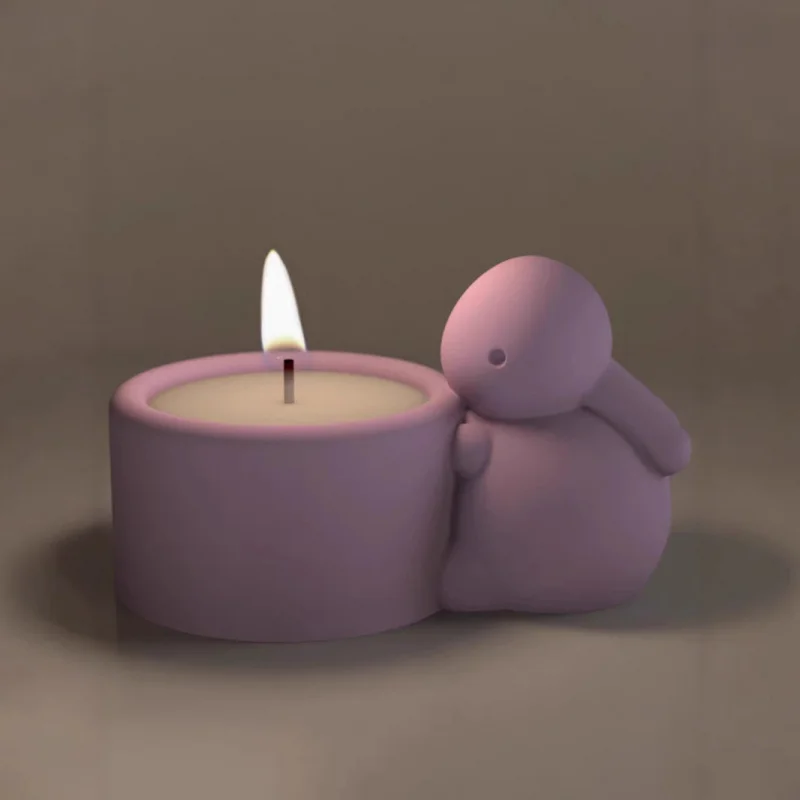 

2pcs Cartoon Rabbit Candle Cup Silicone Mold for Plaster & Concrete Candle Holder Crafts - Reusable DIY Mold
