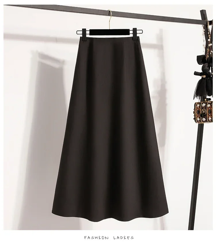 Koreanischer Stil, einfarbig, hohe Taille, elastischer Bund, Damen-A-Linien-Röcke, Alltagskleidung, Frühjahr/Herbst 2026, neu, elegant, vielseitig. – Detail 40