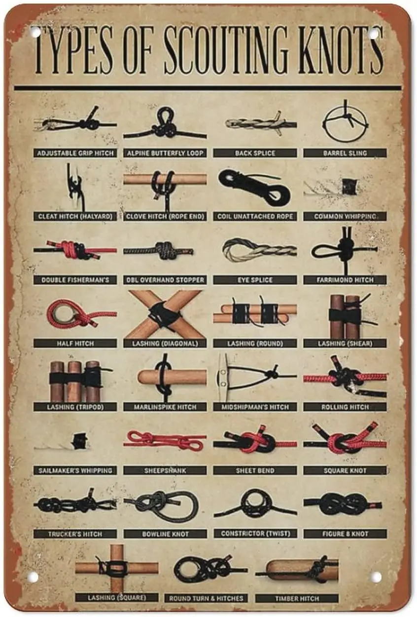 Scout Types Of Scouting Knots Metal Tin Sign,Some Boys are Just Born with Scout Spirit in Their Souls Aluminum Metal Home Pos