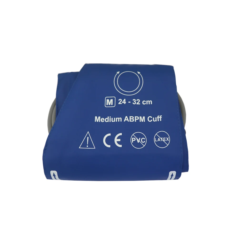 Adult ABPM Cuffs Blue PU Leather 24-32cm Arm Circumference Single Tube with D-Ring 3x7x1300mm Measurement Tube for Blood Pressur