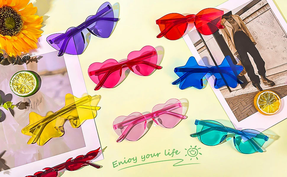 10–120 Stück Party-Herz-Sonnenbrille, Hochzeits-Sonnenbrille für Gäste, Junggesellenabschied, randlose bunte Sonnenbrille, Geburtstags-Foto-Requisiten – Detail 1