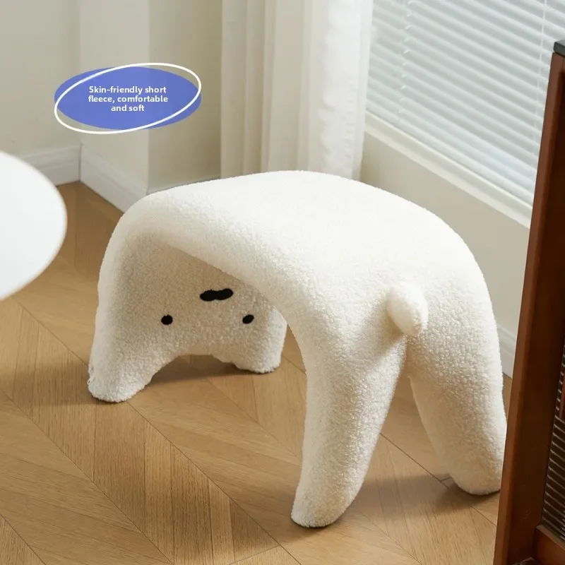 Exquisite Multi-functional Durable Low stool bear stool makeup stool makeup chair shoe changing stool lamb wool shoe stool