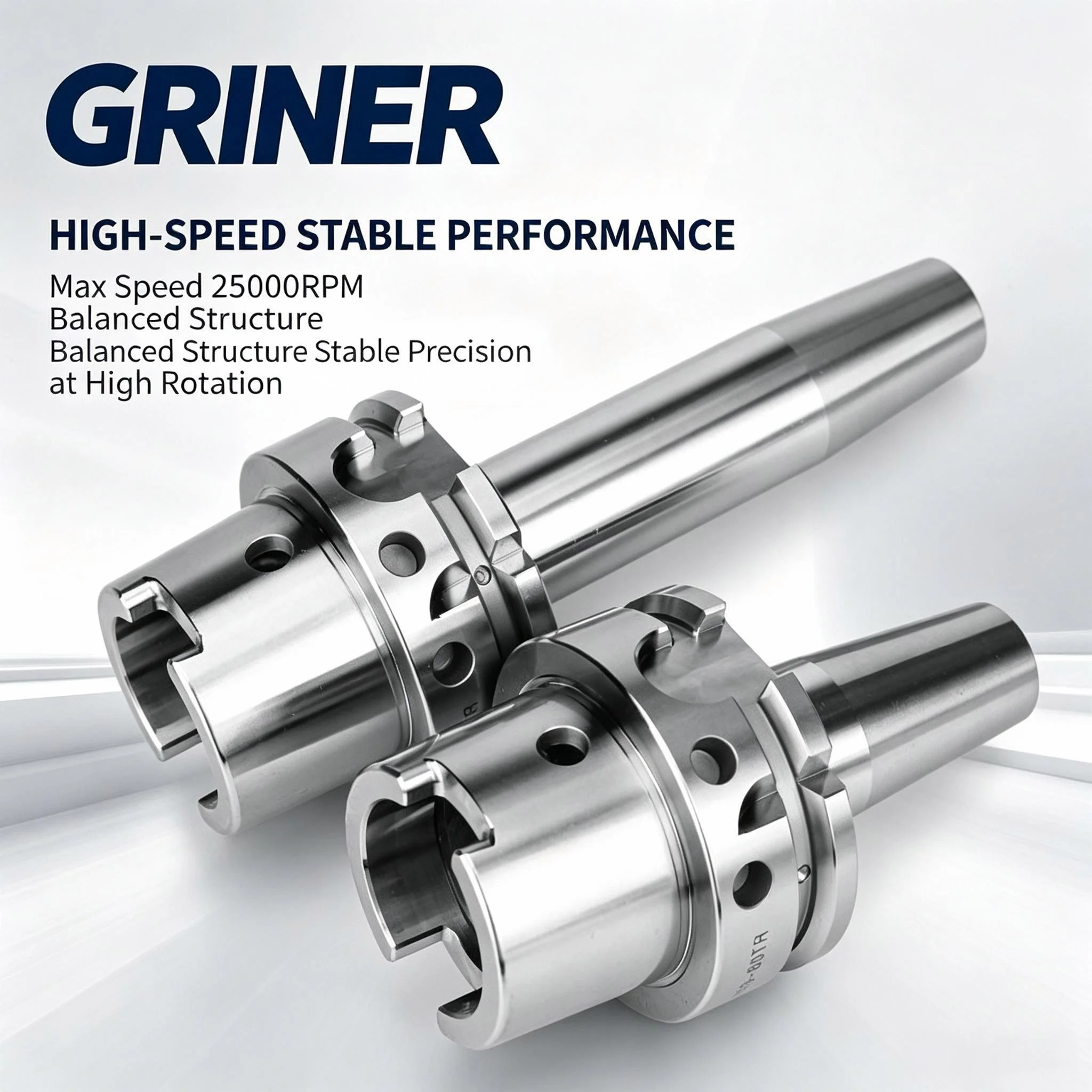 Porte-outil à montage par rétreint GRINER HSK63A, mandrin à expansion thermique, acier allié, centre d'usinage CNC de haute précision, équilibrage dynamique