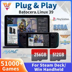 Gra karta TF dla Steam Deck/Windows Handheld najnowszy system Batocera 39, Plug & Play 51400 + gry retro dla PS3/PS2/PS1/PSP/MAME