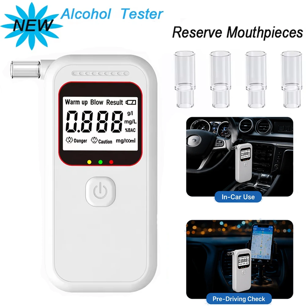 Alcohol Breathalyzer Tester with Digital LCD Display Grade Accuracy Personal Alcohol Tester for Home Use Drunk Driving Analyzer