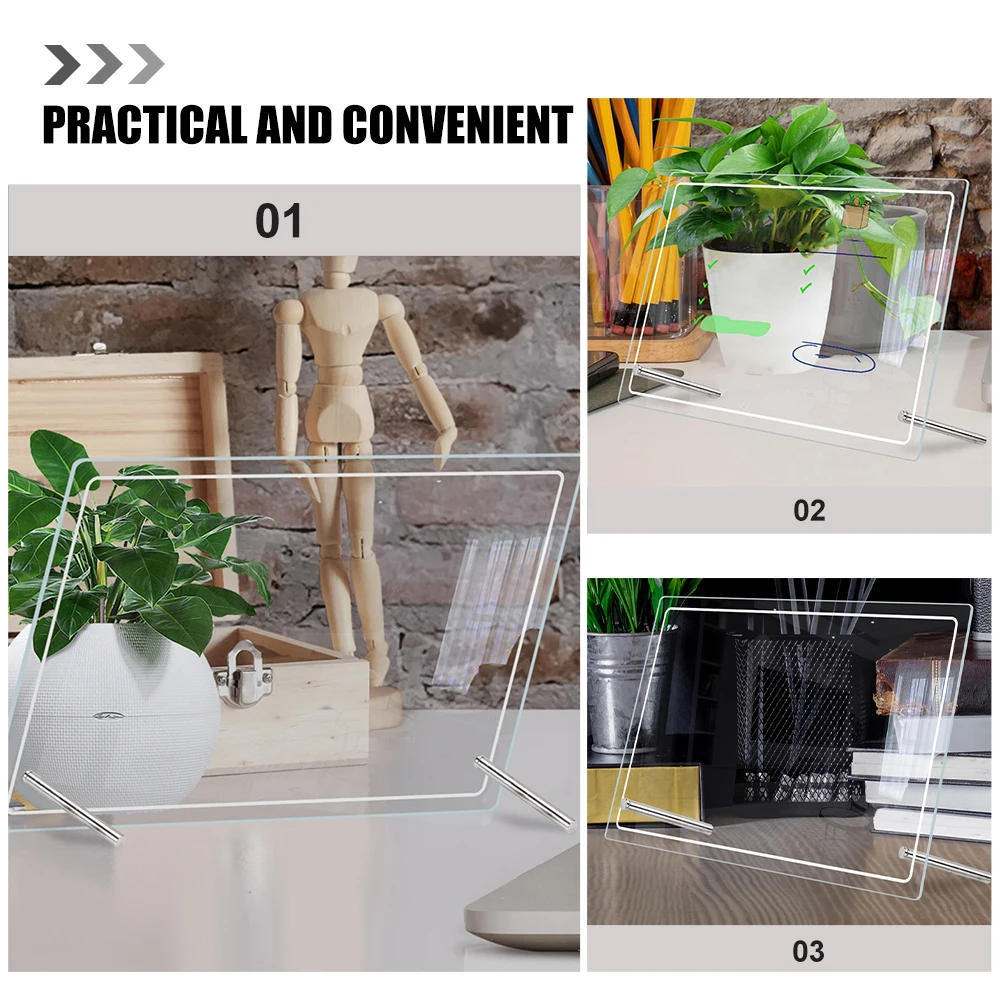 

1 set Acrylic Desktop Writing Board 7cm Nails Transparent Memo Board Desk Whiteboard Planner Dry Erase Table Standing Office Use