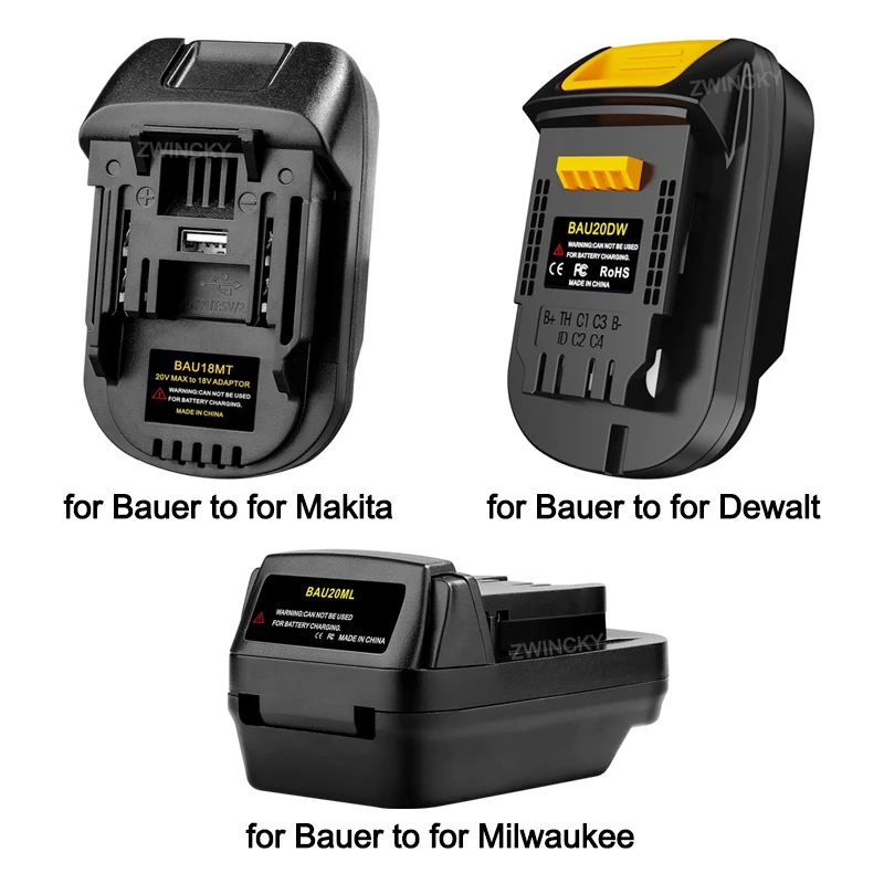 for Bauer 20V Li-ion Battery Convert to for Makita/Dewalt/Milwaukee 18V Battery Cordless Power Tools Battery Adapter Converter