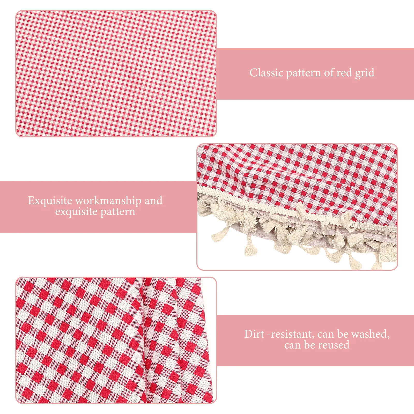 

Round Tablecloth Checkered Pattern Decorative Cover For Dining Room Coffee Table Outdoor Party Table Protection Home Decoration