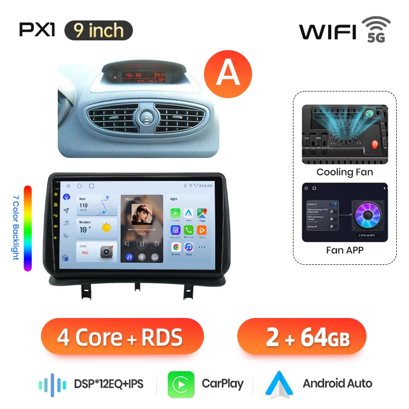 AWESAFE Draadloze CarPlay Android Auto Radio voor Renault Clio 3 2005-2014 GPS Navigatie Plug and Play met SWC CANBUS RDS DSP 4G