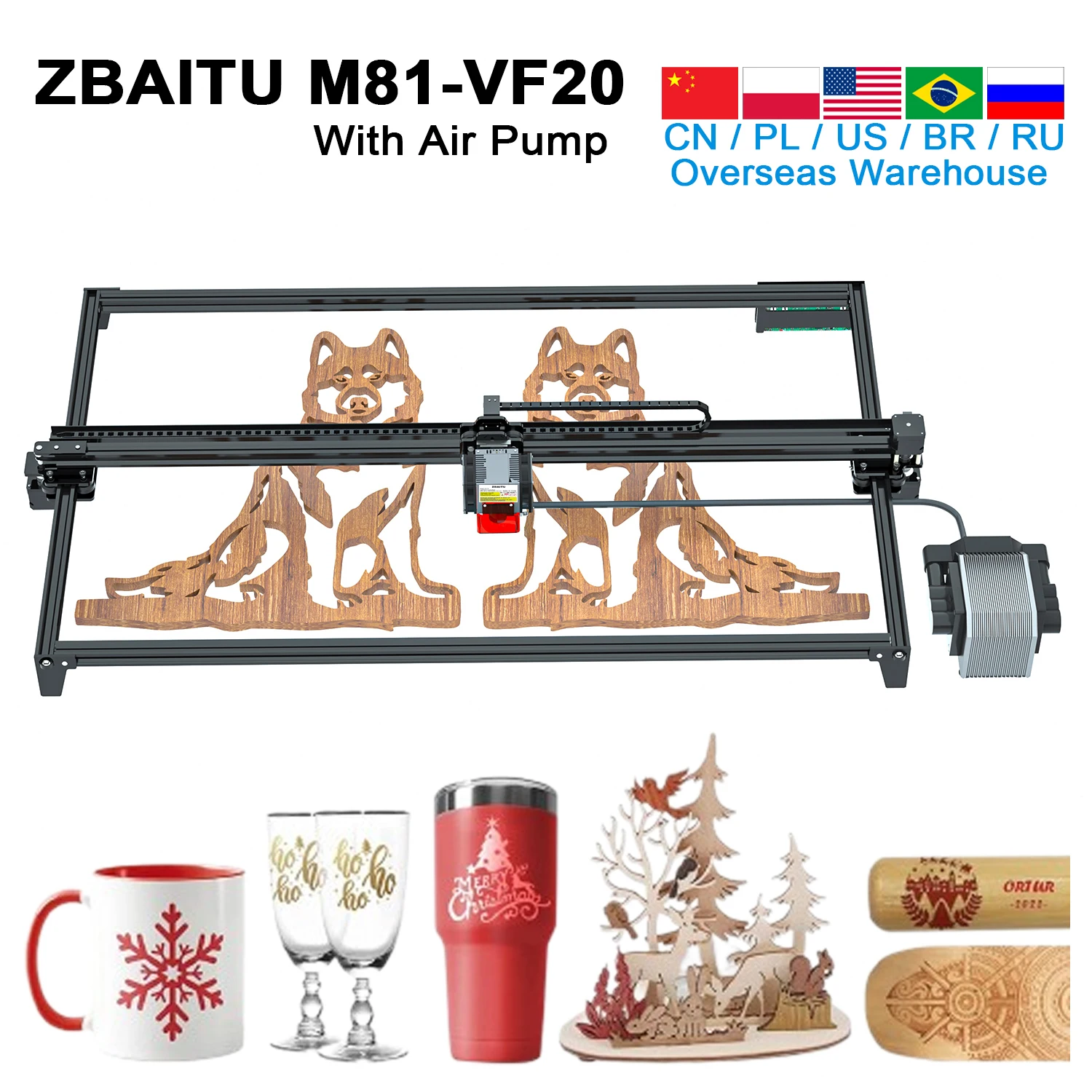 S60/M81 10W/20W/30W High Power Laser Cutting Machine with Air Pump CNC Wood Acrylic Plywood Cutter S60/M81 Wifi Laser Engraver Set