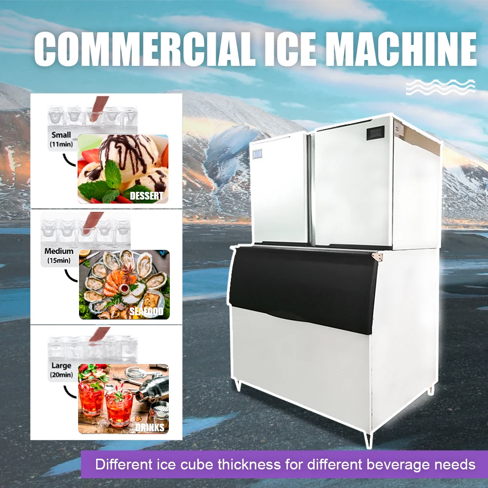 HPDMC Commercial Ice Maker 2000lbs/24H 220V 1003lbs Ice Storage Capacity Automatic Cleaning Ice Machine
