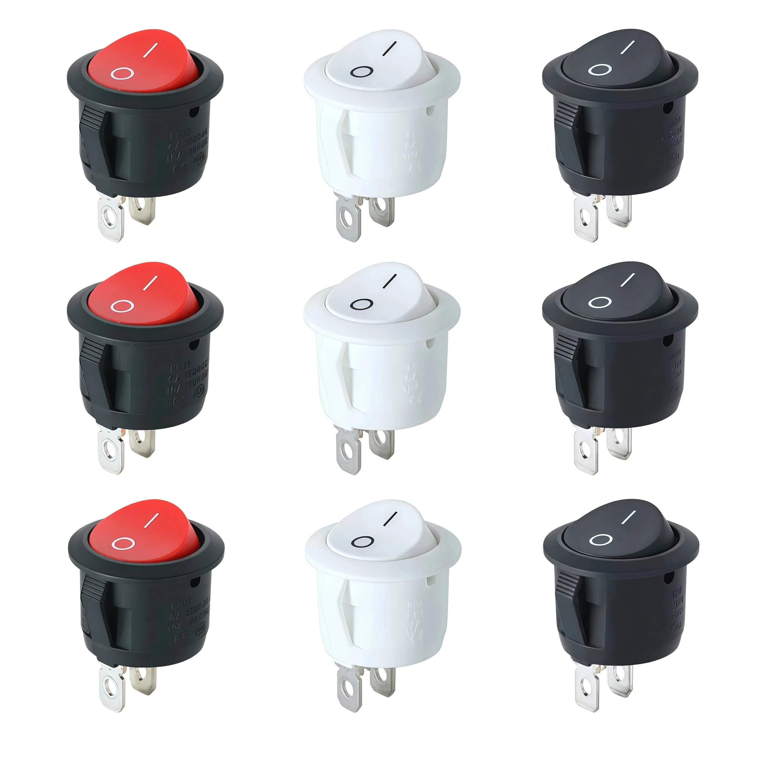 

Круглая кнопка переключения, 2-контактный, 2-позиционный, красный и черный кулисный переключатель KCD1-105, небольшой выключатель питания, размер отверстия 20 мм, 6 А, 250 В переменного тока