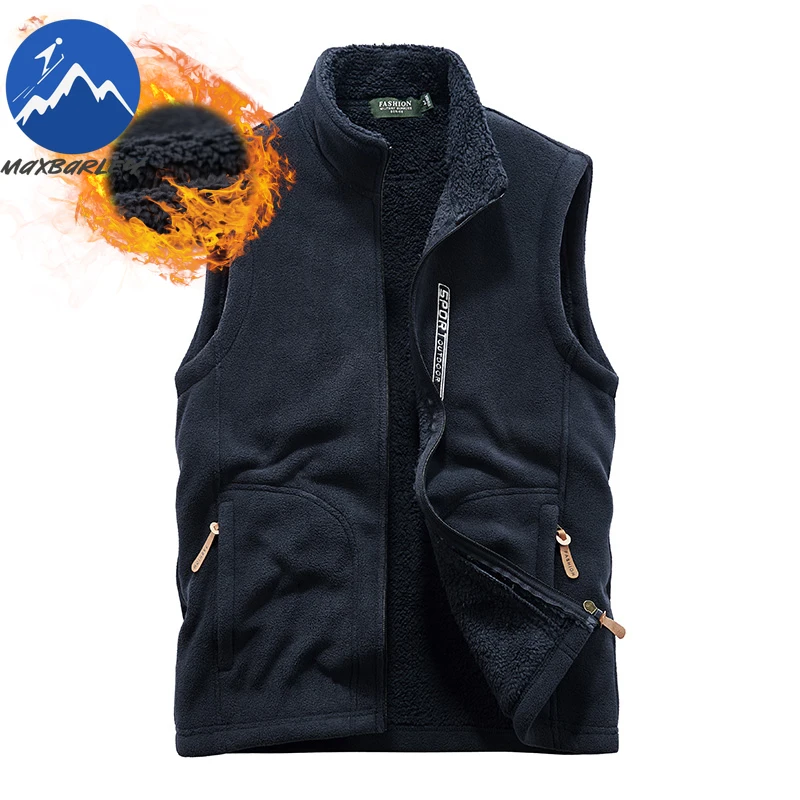 

Maxbarley Men Fleece Vest Casual Stand Collar Outdoor Photography Warm Sleeveless Gilet Plus Size Windproof Autumn Winter Vests